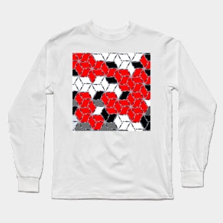 red white black grey cubes geometric 3d pattern Long Sleeve T-Shirt